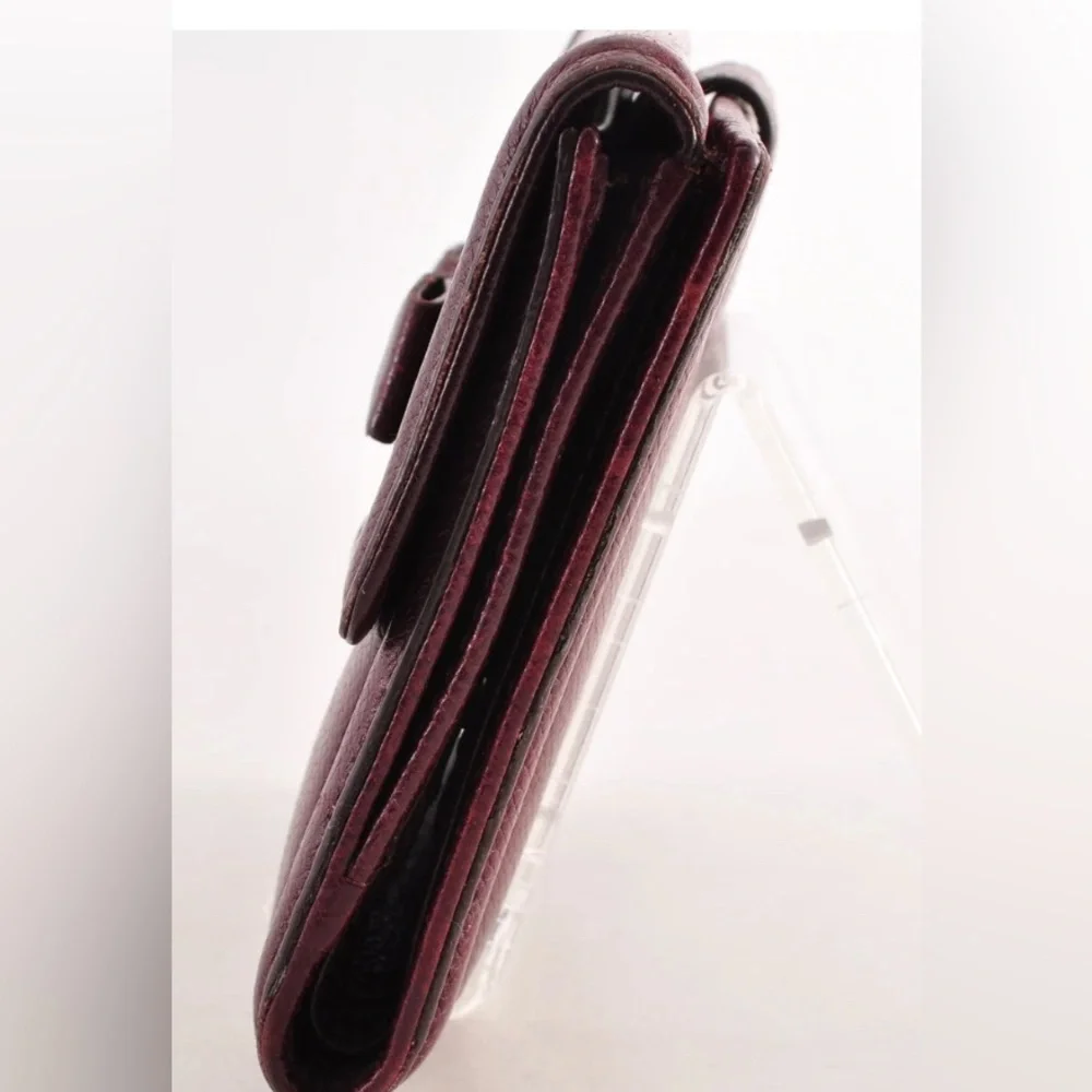 Salvatore Ferragamo Vara Ribbon Bi-Fold Wallet Leather Wine Red Auth EUC - Picture 3 of 16